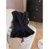 Áo vest ôm eo sequin cao cấp không tay, hoa đen 3D thanh lịch cho phụ nữ 7
