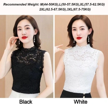 Áo Vest Ren Không Tay Nửa Cổ Cao Đen Hoa, Co Giãn Đẹp L-3XL - Giá 97.200₫ 2