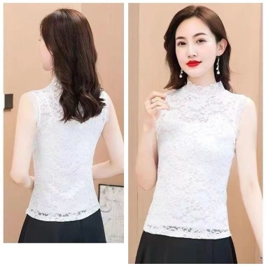 Áo Vest Ren Không Tay Nửa Cổ Cao Đen Hoa, Co Giãn Đẹp L-3XL - Giá 97.200₫ 5