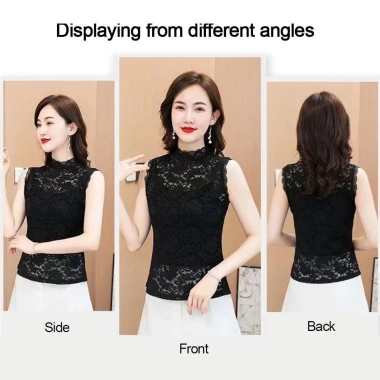 Áo Vest Ren Không Tay Nửa Cổ Cao Đen Hoa, Co Giãn Đẹp L-3XL - Giá 97.200₫ 8