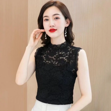 Áo Vest Ren Không Tay Nửa Cổ Cao Đen Hoa, Co Giãn Đẹp L-3XL - Giá 97.200₫ 10