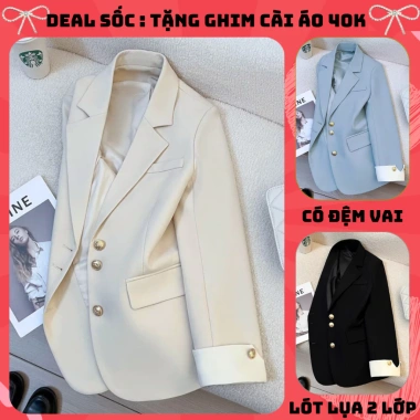 Áo vest tay phối trắng dài tay nữ, cúc giữa tay trẻ trung, giảm còn 189.000₫