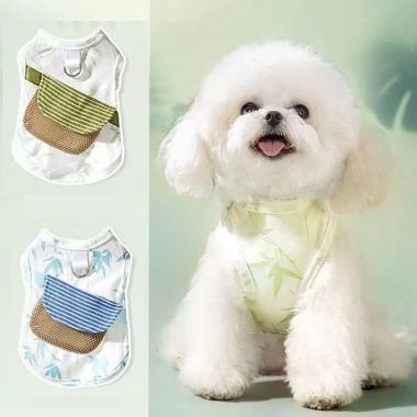 Áo Vest Thú Cưng Mùa Hè Mỏng Băng Lụa Túi Họa Tiết Khóa Kéo Cho Chó Mèo Giảm 270k