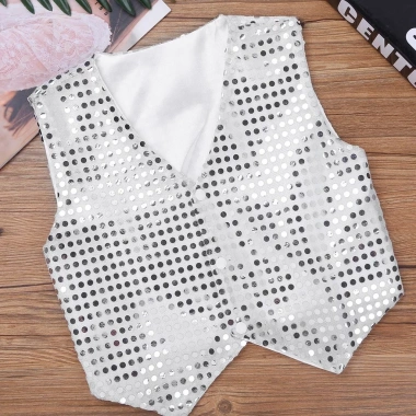 Áo vest trẻ em bé trai Nyeemya lấp lánh kim sa - Trang phục jazz dance sân khấu, 213.840₫ 4
