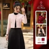 Áo vest tweed dạ kim tuyến nữ Lee Shines cổ tròn hồng siêu mềm bền dáng