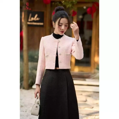 Áo vest tweed dạ kim tuyến nữ Lee Shines cổ tròn hồng siêu mềm bền dáng 2 Áo vest tweed dạ kim tuyến nữ Lee Shines cổ tròn hồng siêu mềm bền dáng 2