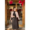 Áo vest tweed dạ kim tuyến nữ Lee Shines cổ tròn hồng siêu mềm bền dáng 4