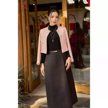 Áo vest tweed dạ kim tuyến nữ Lee Shines cổ tròn hồng siêu mềm bền dáng 6 Áo vest tweed dạ kim tuyến nữ Lee Shines cổ tròn hồng siêu mềm bền dáng 6