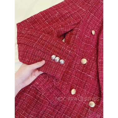 Áo vest tweed Quảng Châu 2 lớp dày dặn khuy đồng - Áo khoác mùa đông nữ 439k