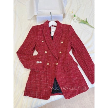 Áo vest tweed Quảng Châu 2 lớp dày dặn khuy đồng - Áo khoác mùa đông nữ 439k