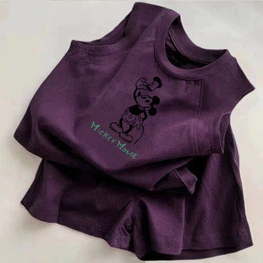 Áo vest và quần short cotton Hàn Quốc trẻ em mùa hè, bộ 2 chiếc in hình dễ thương, giảm 20% 5