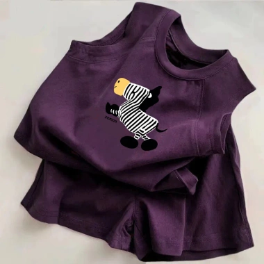 Áo vest và quần short cotton Hàn Quốc trẻ em mùa hè, bộ 2 chiếc in hình dễ thương, giảm 20% 9