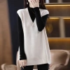 Áo Vest Xanh Hải Quân Nữ Kích Thước Lớn Dài Dệt Kim Cổ V Áo Chui Đầu Giá 170.640₫ 4