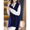 Áo Vest Xanh Hải Quân Nữ Kích Thước Lớn Dài Dệt Kim Cổ V Áo Chui Đầu Giá 170.640₫ 6