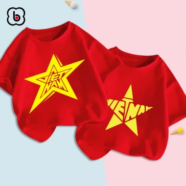 Áo Việt Nam BabyloveGO bé Cờ đỏ sao vàng, cotton mềm mịn thoáng mát, 89.000₫ 2