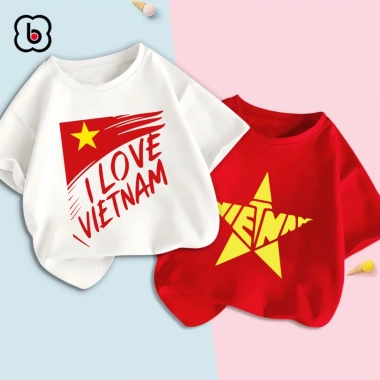 Áo Việt Nam BabyloveGO bé Cờ đỏ sao vàng, cotton mềm mịn thoáng mát, 89.000₫ 3