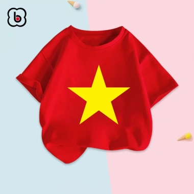 Áo Việt Nam BabyloveGO bé Cờ đỏ sao vàng, cotton mềm mịn thoáng mát, 89.000₫ 4