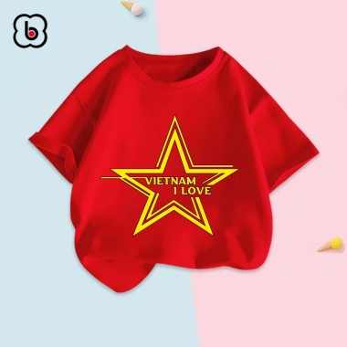 Áo Việt Nam BabyloveGO bé Cờ đỏ sao vàng, cotton mềm mịn thoáng mát, 89.000₫ 6