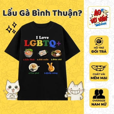 Áo Vớ Vẩn I Love LGBTQ Oversize Cotton 4 Chiều – Meme hài hước, hỗ trợ LGBT, giảm giá 250k