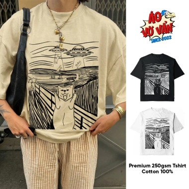 Áo Vớ Vẩn Mèo Vincent Van Meow - Áo thun Cute Meme Premium Cotton 100% cho nam nữ mùa hè, giảm giá 245k