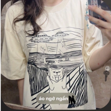 Áo Vớ Vẩn Mèo Vincent Van Meow - Áo thun Cute Meme Premium Cotton 100% cho nam nữ mùa hè, giảm giá 245k