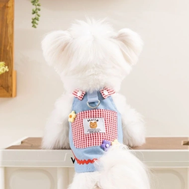 Áo Yếm Jeans Thoáng Khí Dây Dẫn cho Chó Mùa Hè – Nhẹ, Dễ Mặc, Phù hợp Chihuahua, Pomeranian, Shih Tzu Denim 2