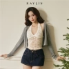 Áo yếm ren mỏng + cardigan thun gân lụa co giãn - BST Tháng 11.2.025, giá ưu đãi 398.000