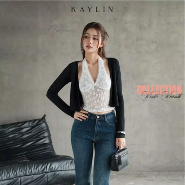 Áo yếm ren mỏng + cardigan thun gân lụa co giãn - BST Tháng 11.2.025, giá ưu đãi 398.000 3