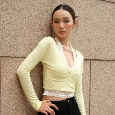 Áo yếm ren mỏng + cardigan thun gân lụa co giãn - BST Tháng 11.2.025, giá ưu đãi 398.000 7