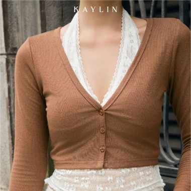 Áo yếm ren mỏng + cardigan thun gân lụa co giãn - BST Tháng 11.2.025, giá ưu đãi 398.000 10