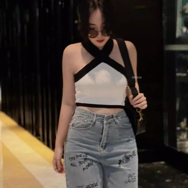 Áo yếm trắng phối màu chéo thời trang, siêu đẹp trẻ trung, giảm giá sốc 44.091 đồng, phù hợp mọi dịp, chất liệu mềm mại, size chuẩn - Mua ngay