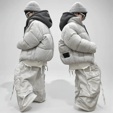 APM Áo phao hoodie xám sáng pha ghi đen cho bé trai và bé gái - Giá ưu đãi 570k