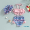 Aqq-kid Bikini bé gái áo sát nách cổ treo, quần short, mũ đi biển - Giá ưu đãi 149.796 VND 5