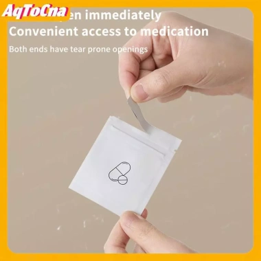 AqToCna 30 Túi Đựng Thuốc Mini Du Lịch Di Động Tự Dán Chống Thấm Nước Lá Nhôm 8