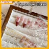 AqToCna Pháp Nơ Lụa Ruy Băng Móng Tay Nghệ Thuật Miếng Dán Ren Thanh Lịch Dây Mềm Tự Dính Trang Trí Decal 3