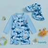 Aqua-2 Áo tắm mầm non có mũ trùm đầu, họa tiết cá voi, dây kéo dài, tay cổ tròn - Giá 211.896đ