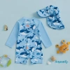 Aqua-2 Áo tắm mầm non có mũ trùm đầu, họa tiết cá voi, dây kéo dài, tay cổ tròn - Giá 211.896đ 3