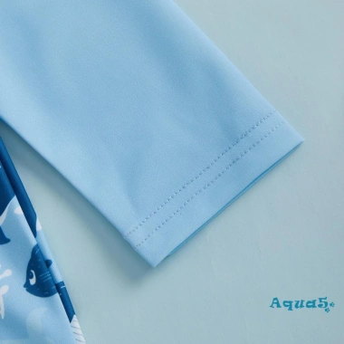 Aqua-2 Áo tắm mầm non có mũ trùm đầu, họa tiết cá voi, dây kéo dài, tay cổ tròn - Giá 211.896đ 6