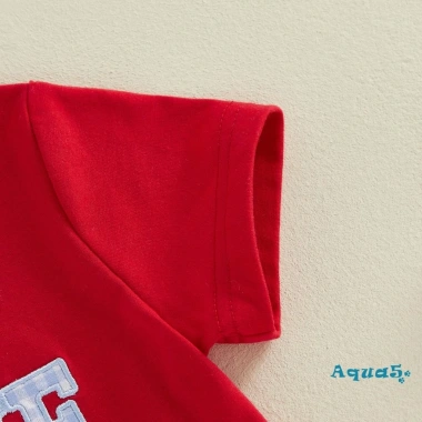 Aqua-2 Bộ Đồ Mùa Hè Tay Ngắn Cổ Tròn Áo Thêu Bóng Chày + Quần Short Giãn 241.000 VND