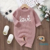 Aqua-baby Áo liền quần chữ thêu hoa dài tay jumpsuit sơ sinh tập đi thời trang 2