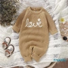 Aqua-baby Áo liền quần chữ thêu hoa dài tay jumpsuit sơ sinh tập đi thời trang 4