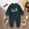Aqua-baby Áo liền quần chữ thêu hoa dài tay jumpsuit sơ sinh tập đi thời trang 5