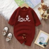 Aqua-baby Áo liền quần chữ thêu hoa dài tay jumpsuit sơ sinh tập đi thời trang 6