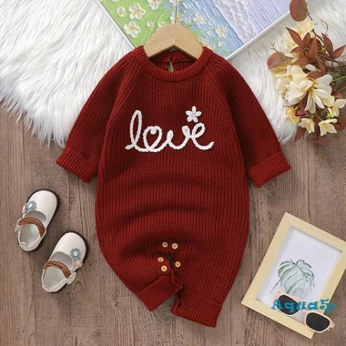 Aqua-baby Áo liền quần chữ thêu hoa dài tay jumpsuit sơ sinh tập đi thời trang 6