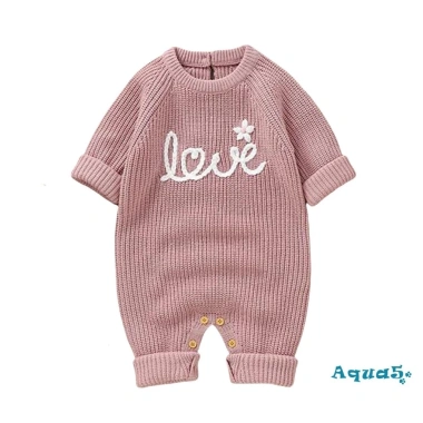 Aqua-baby Áo liền quần chữ thêu hoa dài tay jumpsuit sơ sinh tập đi thời trang 8