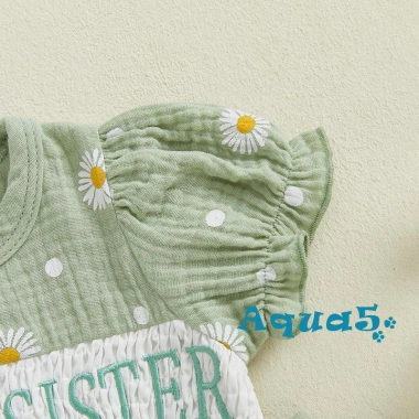 Aqua-Baby Bé Gái Áo Liền Quần Tay Ngắn Cổ Tròn Thêu Hoa Body Sơ Sinh 176.796₫ 5