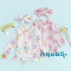 Aqua-baby Bikini Bé Gái In Hoa Đồ Bơi Biển Dài Tay Khóa Kéo Bộ Đồ Tắm 168k