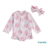 Aqua-baby Bikini Bé Gái In Hoa Đồ Bơi Biển Dài Tay Khóa Kéo Bộ Đồ Tắm 168k 9