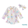 Aqua-baby Bikini Bé Gái In Hoa Đồ Bơi Biển Dài Tay Khóa Kéo Bộ Đồ Tắm 168k 10