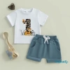 Aqua Baby Boy Áo cổ tròn tay ngắn động vật + quần short co giãn - Giảm 18% 3